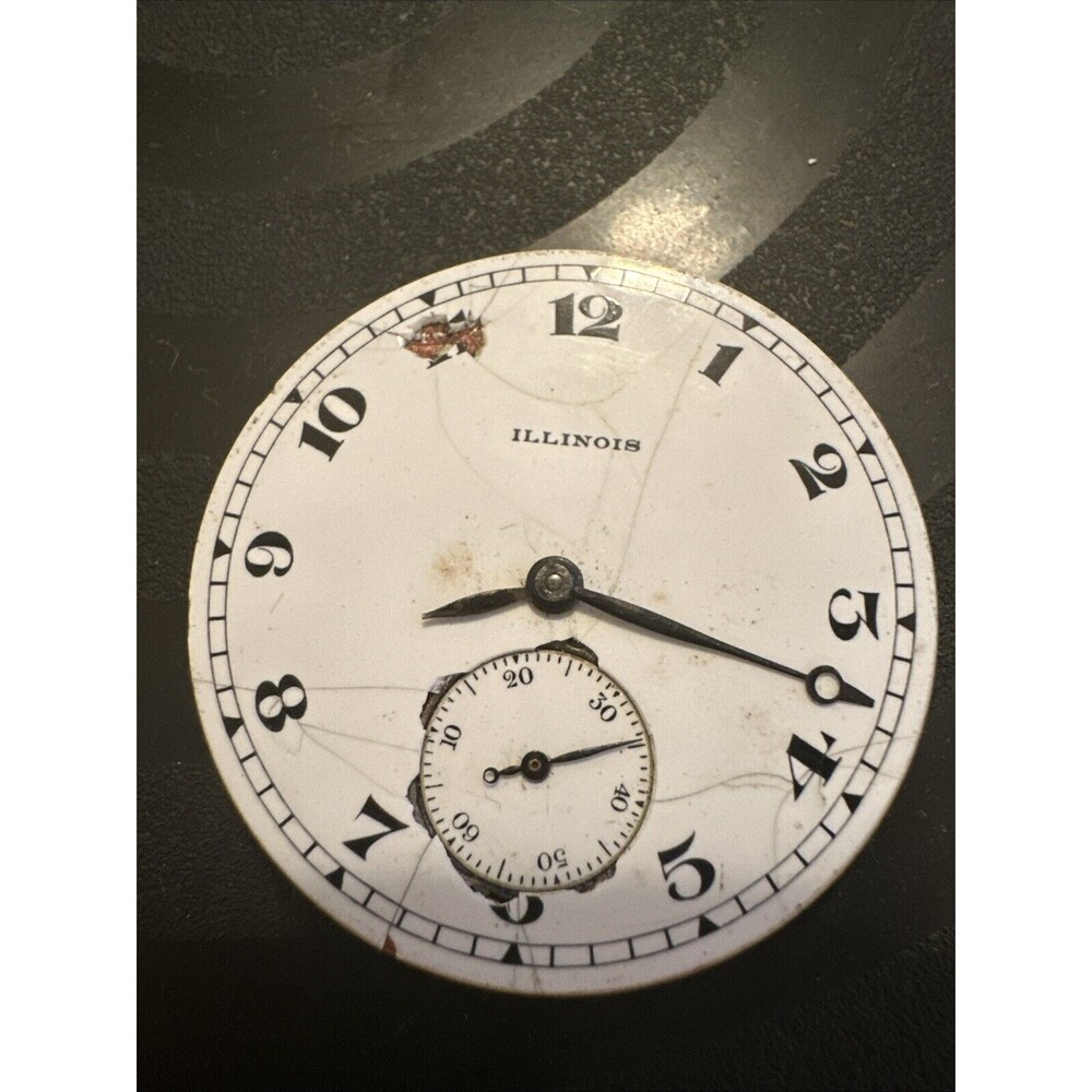Illinois Pocket Watch Movement Lincoln 17 Jewels Double Roller See Pics
